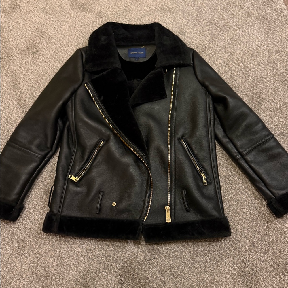 Black Fur Lined Leather Jacket